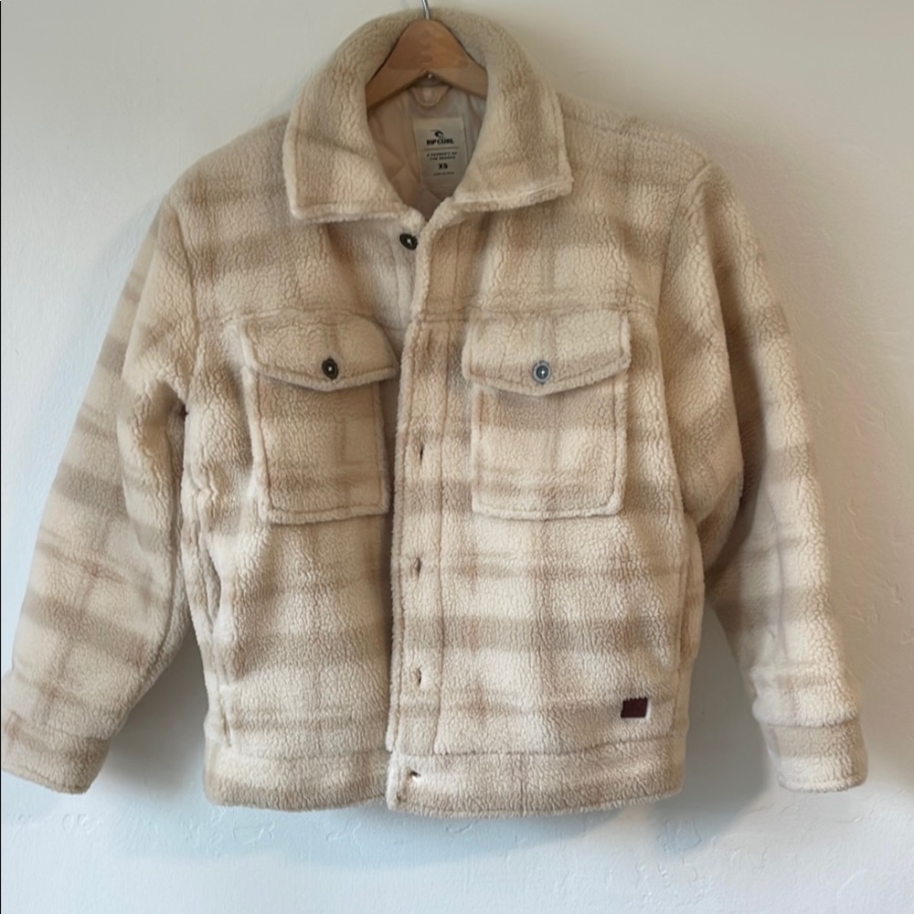 NWOT Rip Curl Plaid Sherpa Jacket - Cream